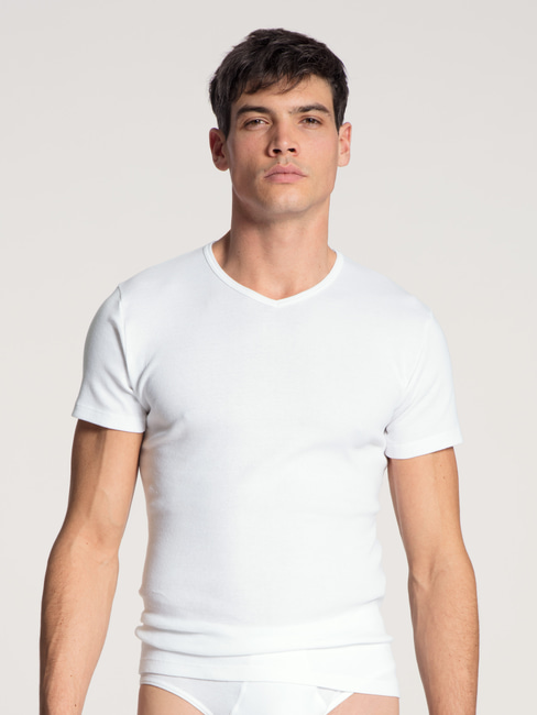 Cotton CALIDA 1:1 white V-shirt