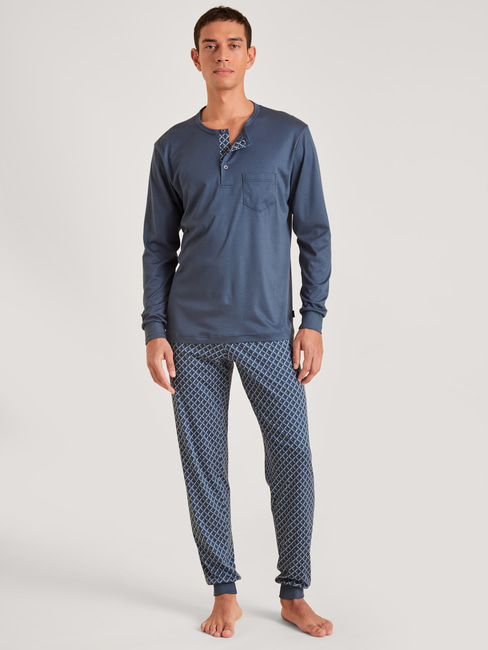Calida 41968 #502 Placid Blue Relax Choice Men's 100% Supima Cotton Pajamas  –