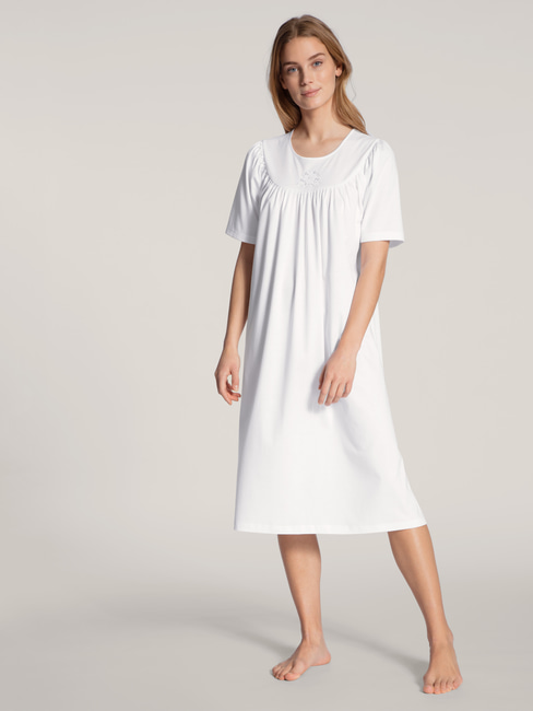 Länge weiss CALIDA Kurzarm-Nachthemd, 110cm Soft Cotton