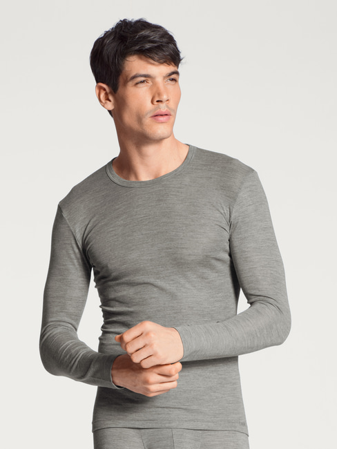 CALIDA Wool & Silk Langarm-Shirt Seide Wolle und grau aus