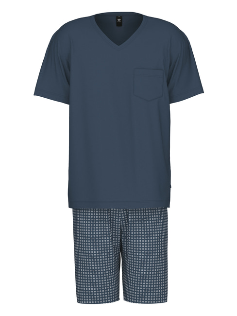 1 Relax Imprint CALIDA blau Kurz-Pyjama