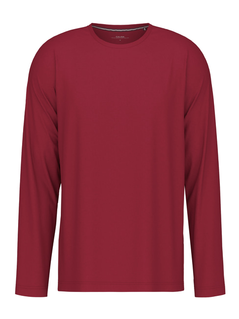 Long-sleeved lounge shirt made of organic cotton jersey - red