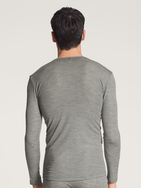 CALIDA Wool & Silk Langarm-Shirt aus Wolle und Seide grau