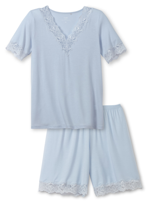 Elegant Light Blue Short Pajama Set for Women