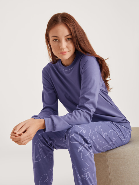 Pyjama femme confort en satin violet